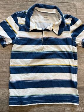 Carter's Navy, White & Yellow Striped Polo